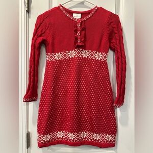 Hanna Andersson Red Scandinavian-Design Knit Dress, Size 120 (US Size 6/7)